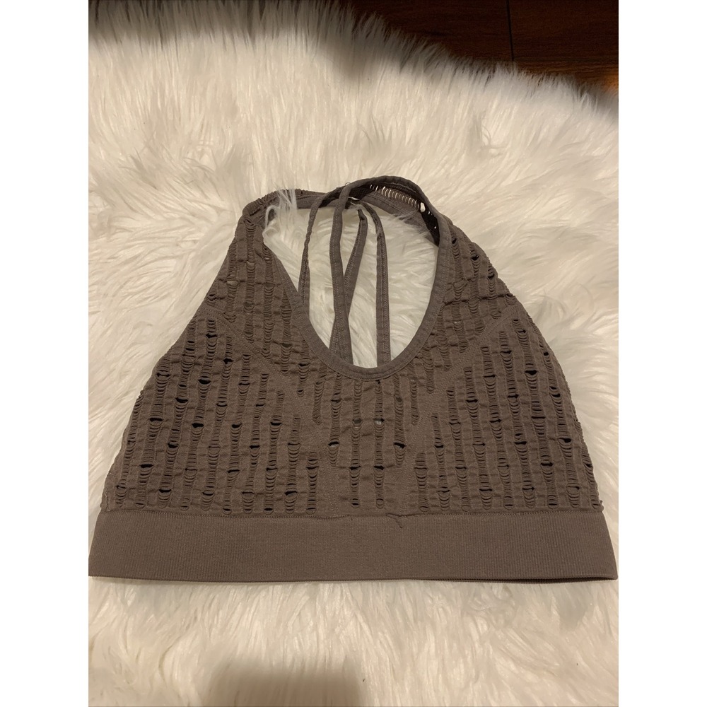 victoria secret sports bra large fancy compression semi transparent brown